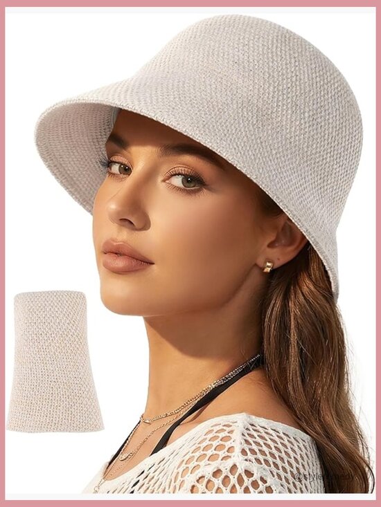 Crochet Bucket Hat, Adjustable Foldable Fisherman Hat, Lightweight Packable Sun main image 4